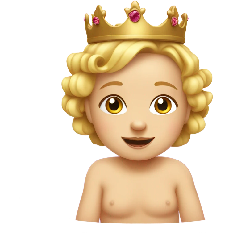 cutе blonde baby girl in the bath with crown emoji