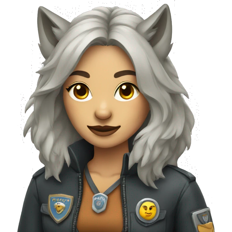 wolf woman with badge emoji