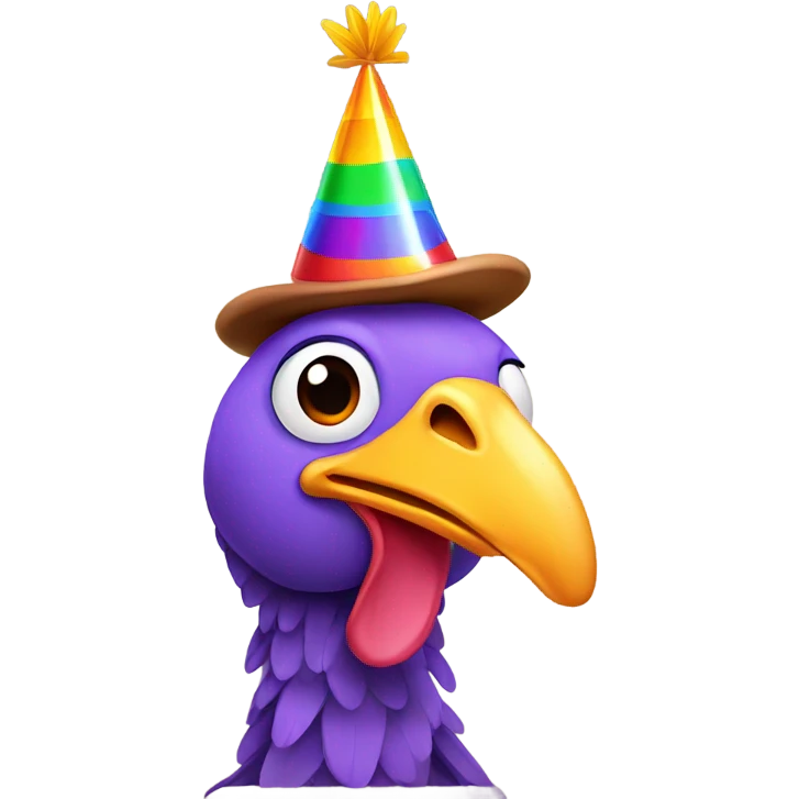 turkey with a birthday hat emoji