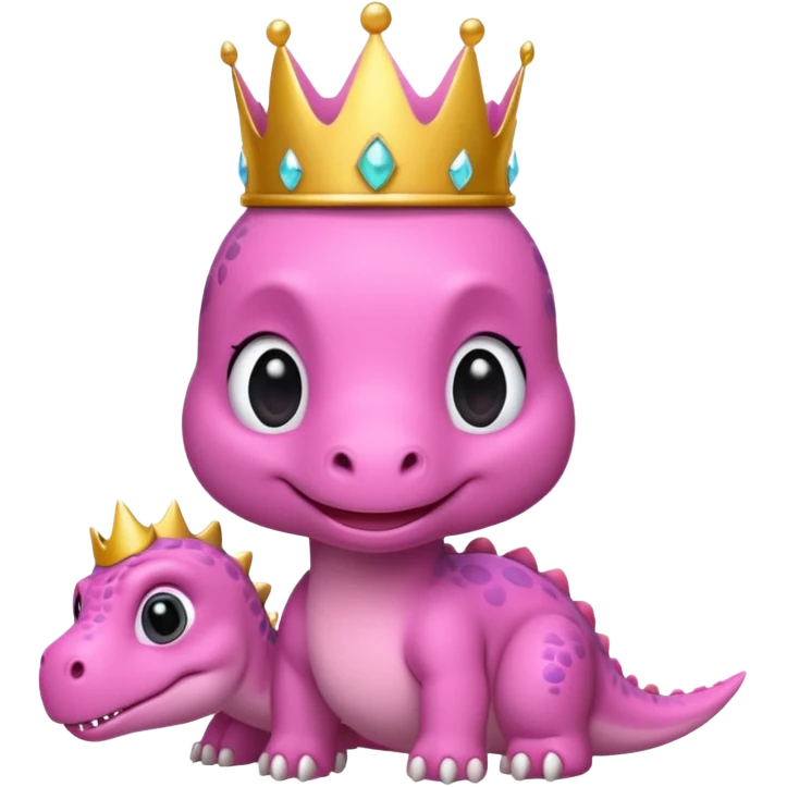 pink baby dinossaur with a crown emoji