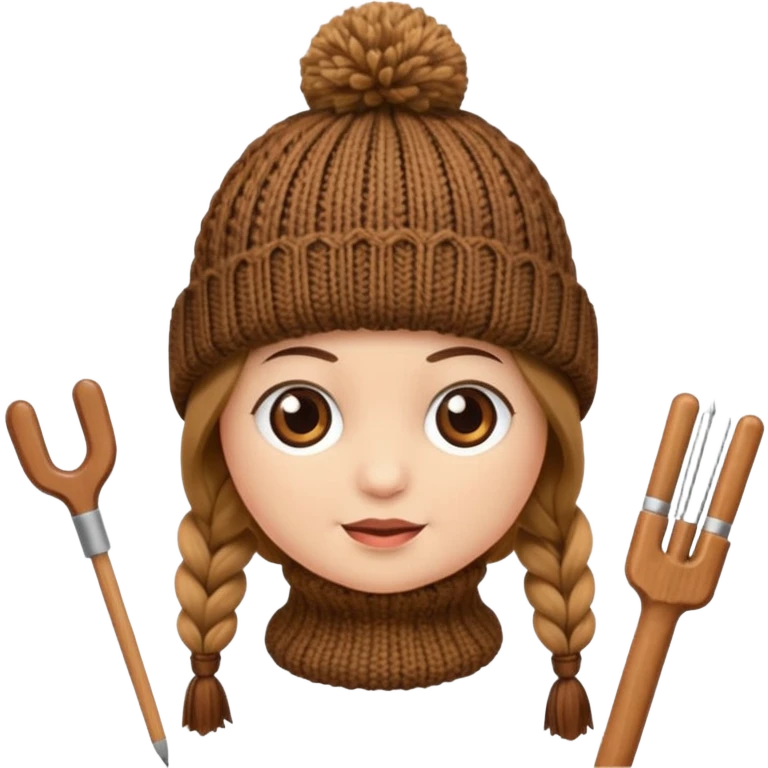 Knitted hat with knitting needles emoji