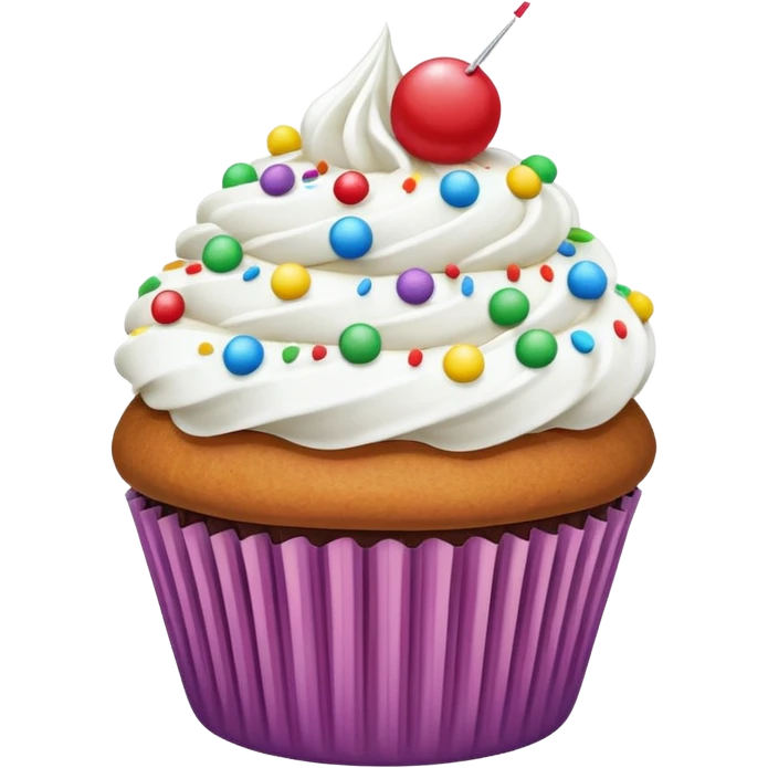 Cupcake with white icing and colorful sprinkles  emoji