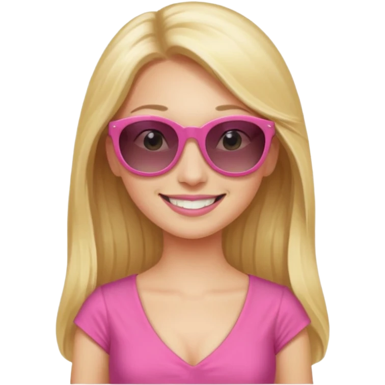 dior women with long blonde hair wear sun glasses, pink dress emoji