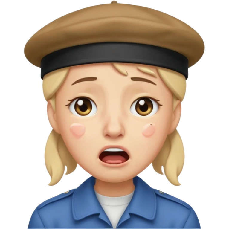 loudly crying face with beret emoji