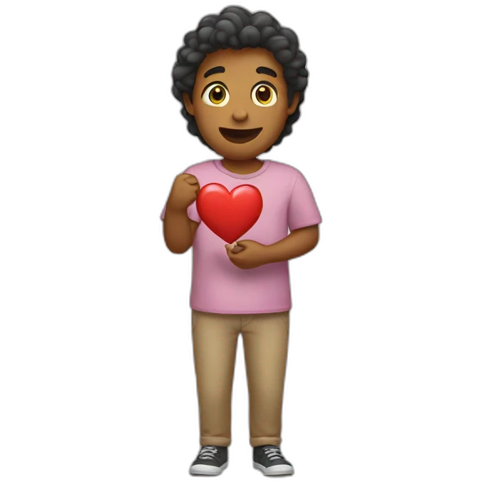 A dear holding a heart emoji