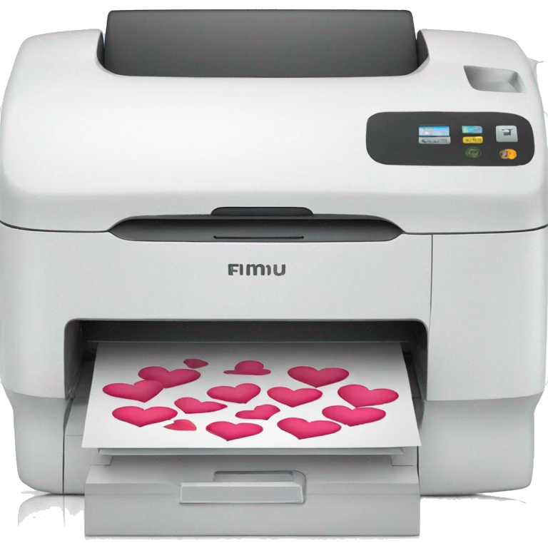 printer with a hearts emoji