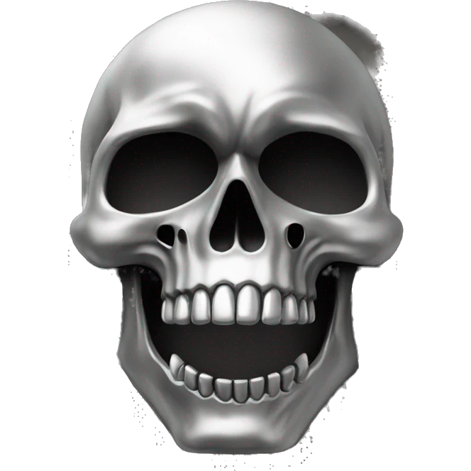 a stylized skull with metallic or silver hue, with sharp, angular lines The skull's design is both skeletal and abstract, emphasizing a fierce, predatory nature.

The skull is often framed or accentuated by additional elements like a pair of wing emoji