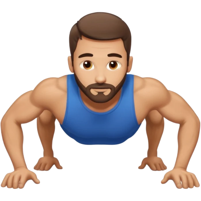 White man 2day stubble beard very short brown hair doing pushups  emoji