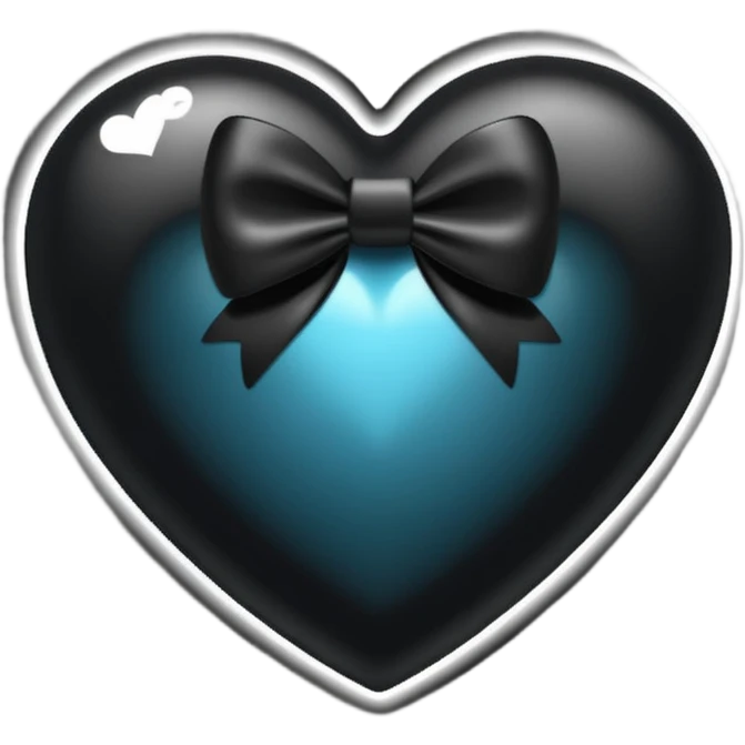 Black heart with black bow, explore emoji