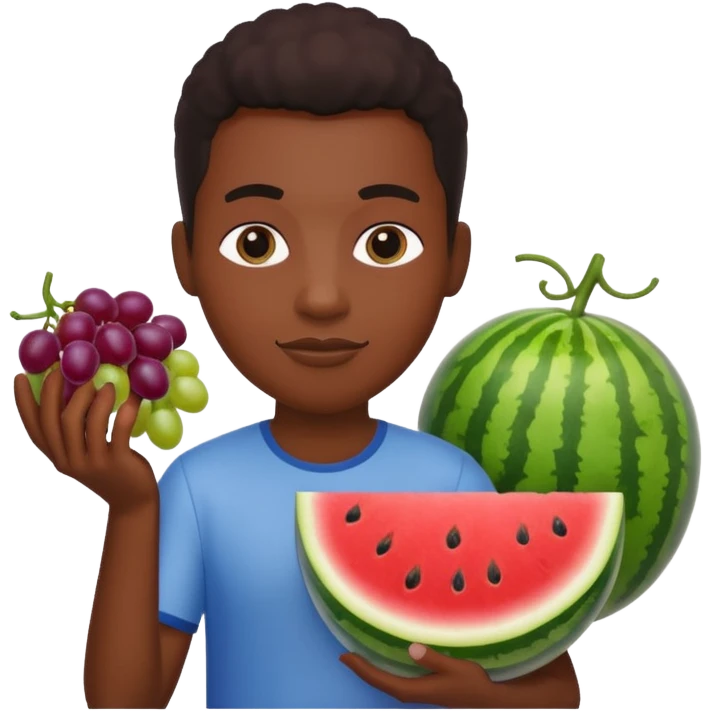 Black person holding watermelon and grapes emoji