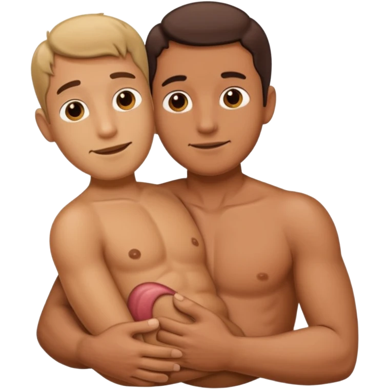 Man hugging a Penis emoji