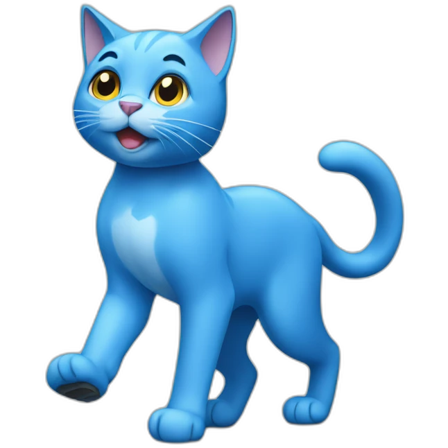 Blue cat walking emoji