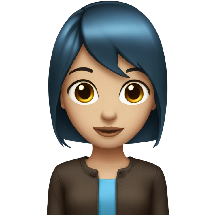 Blue eyed girl with dark brown straight hair emoji