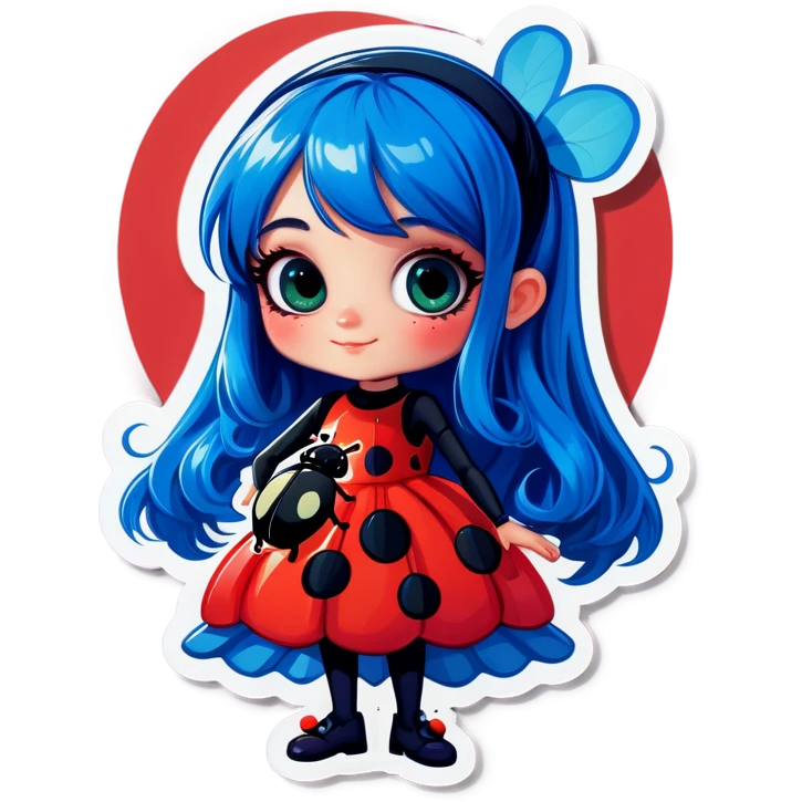 Blue haired girl with ladybug costume  emoji