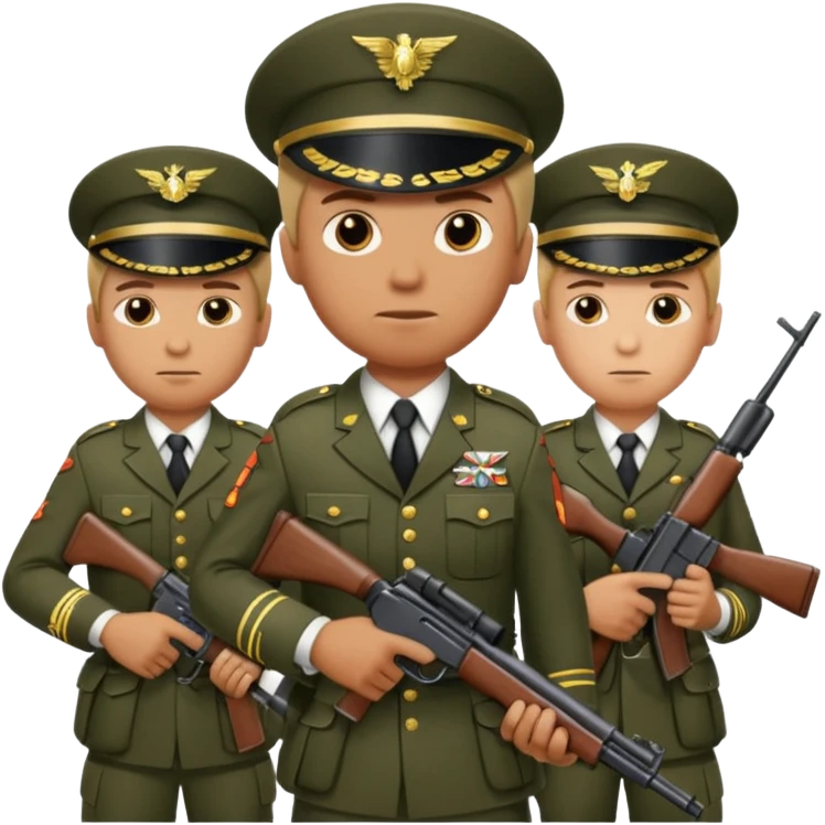 Thousand of gun men standing up emoji
