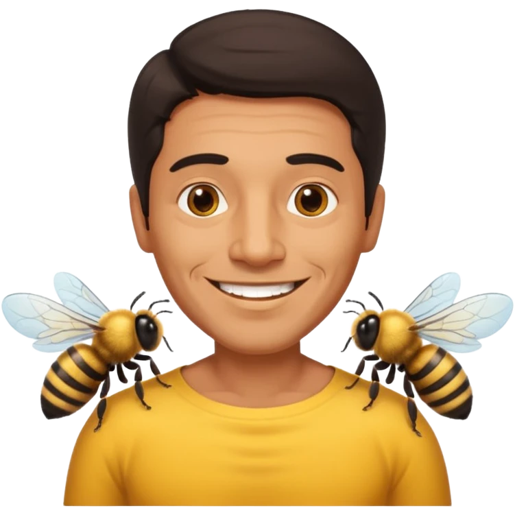 cabeza de señor mexicano, viejo, agregale un cuerpo de abeja, el pelo del señor hazlo oscuro emoji