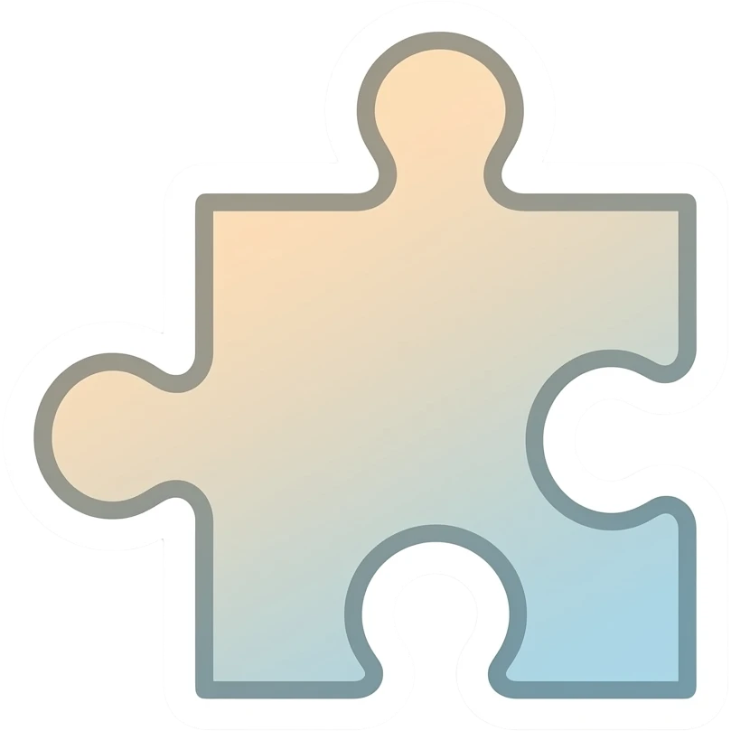 minimalistic line art sticker of puzzle piece, elegant thin strokes, pastel tones, clean vector design, no background, modern aesthetic, white outline emoji