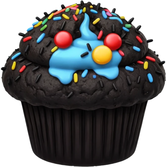 black coloured muffin with black topping emoji