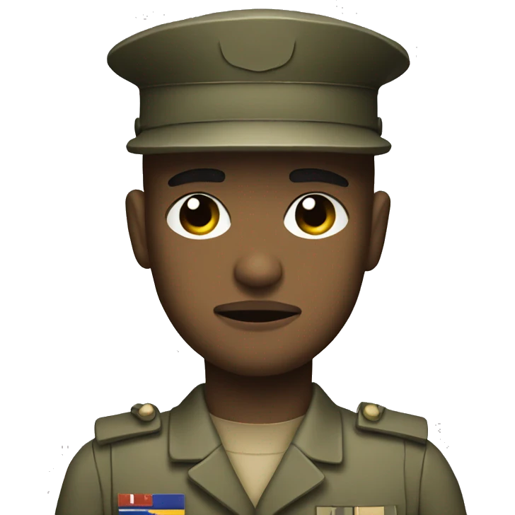 sad soldier with pixelised uniform emoji