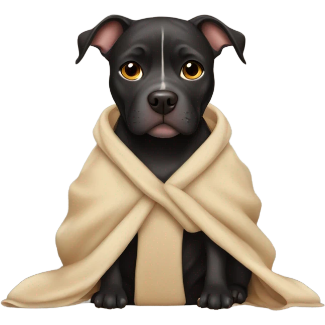 Black pitbull with brown eyes wearing robe emoji