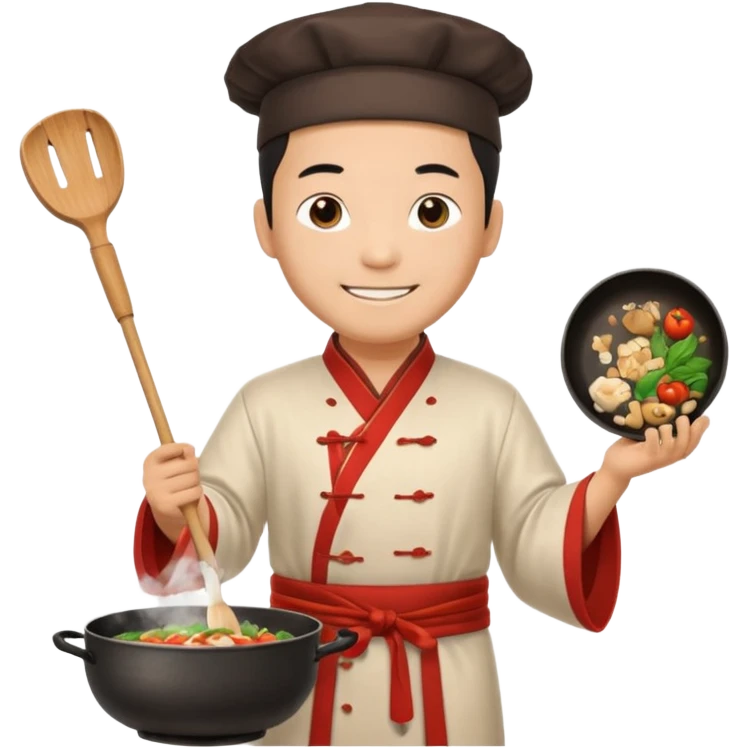 create emoji of a chinese man from 2000BC China cooking emoji