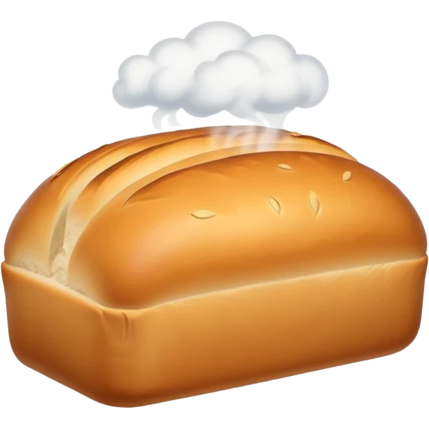 loaf of bread with steam rising, simple and bright emoji