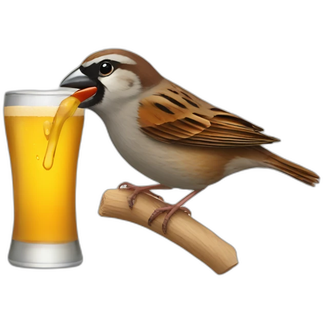 Sparrow drinking cidre emoji