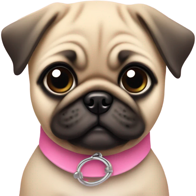 Baby pug with pink collar
 emoji