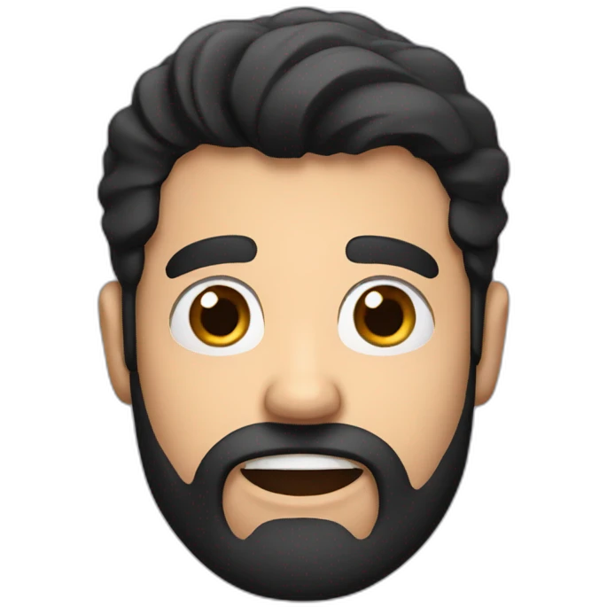 Bearded man with black hair surprised emoji