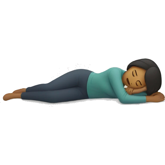 simplistic flattened woman lying on ground face up stressed emoji