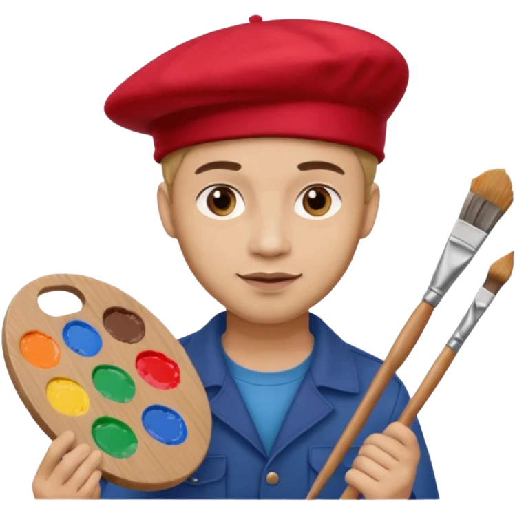 man artist with red beret and painter emoji