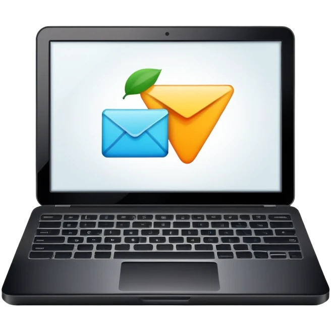 framed digital laptop illustration with vector shapes inside emoji