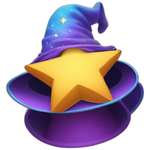 star jumping out of a magic hat without face emoji