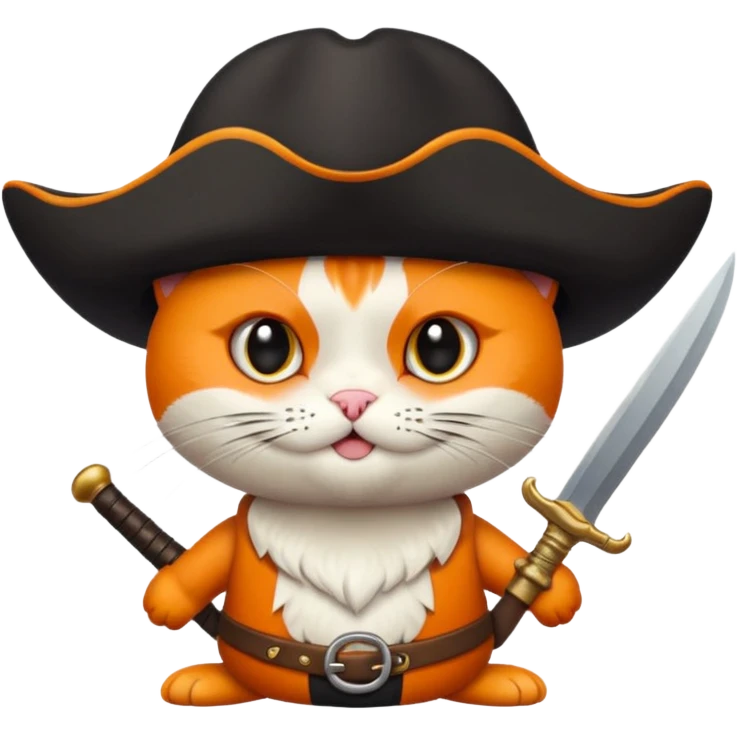 Crie um gato com chapéu de pirata emoji