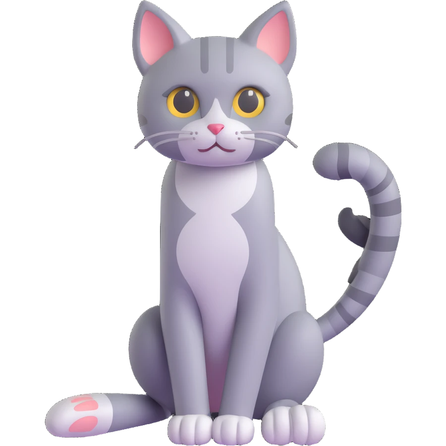 Create the gray cat's leg with paw in 3D style, matching the previous gray IT cat, isolated with no background. emoji