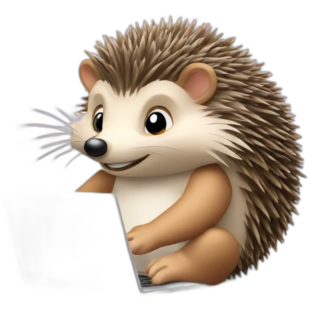 hedgehog working with laptop emoji