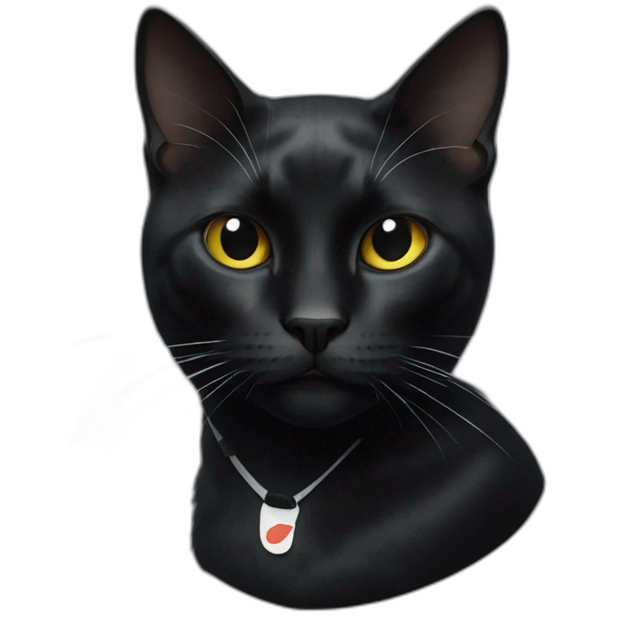 black cat with a white spot on his neck wearing a nike tech emoji