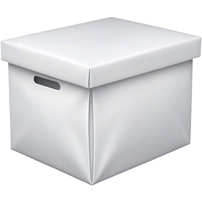 Box with white fabric inside, folded up emoji