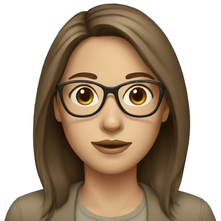 Woman with brown hair and a beige glasses, white skin emoji