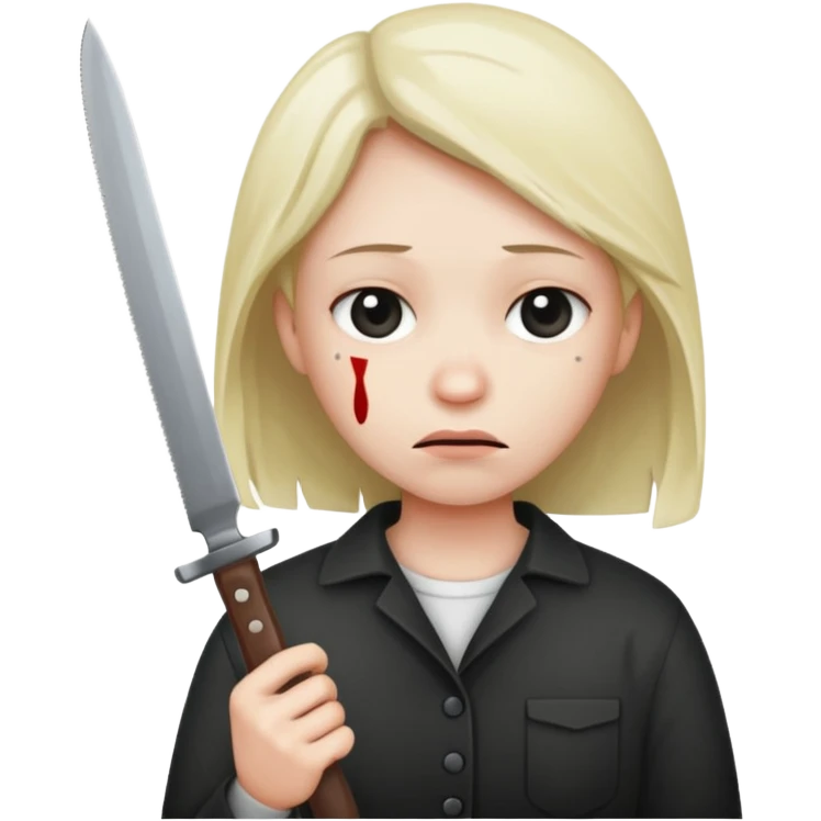 a sad face with a knife emoji