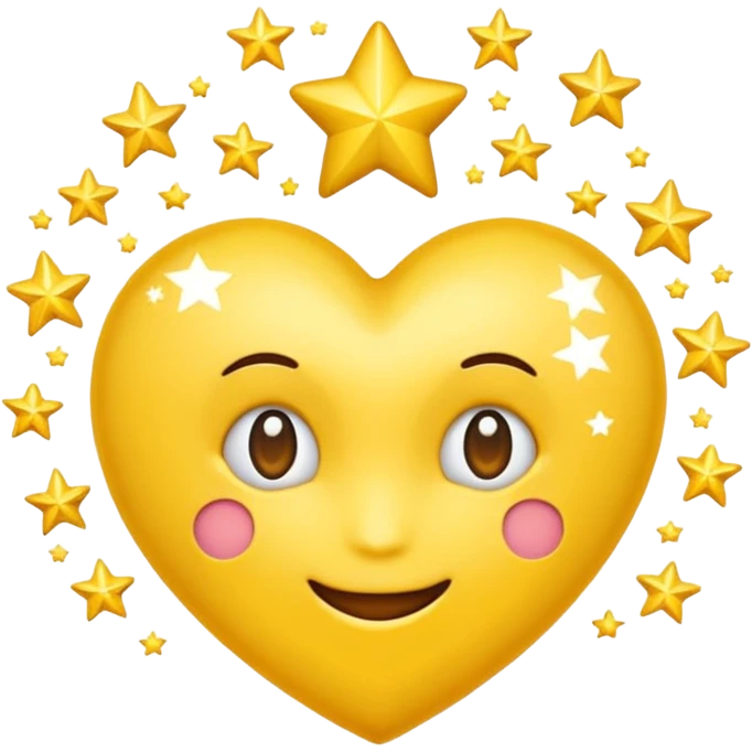 Emoji de coração da cor amarelo + laboratory + estrelas emoji