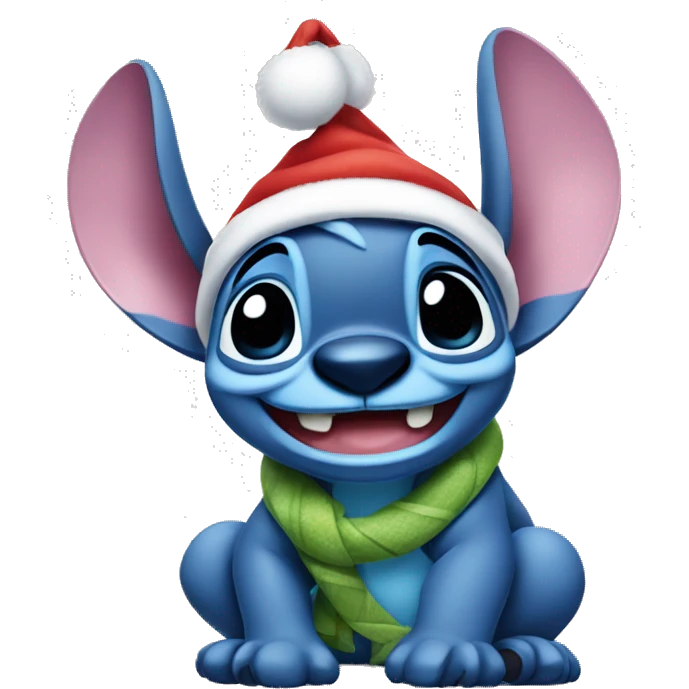 make an cute emoji of the disney character stitch wearing a santa hat emoji