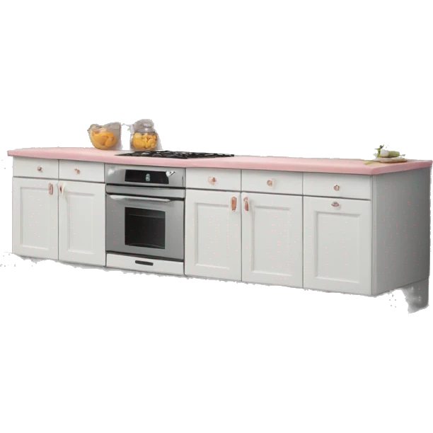 Realistic white and rose silver hanging kitchen cabinets  emoji