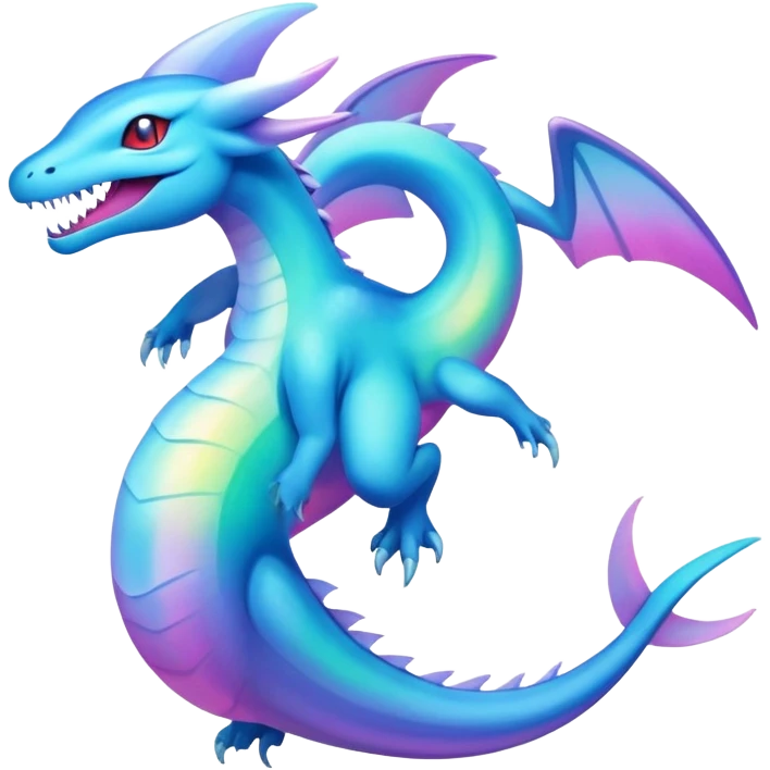 Colorful Iridescent Exotic Aurorus-Amaura-Salamence-Fakémon-hybrid-creature (full body)  emoji