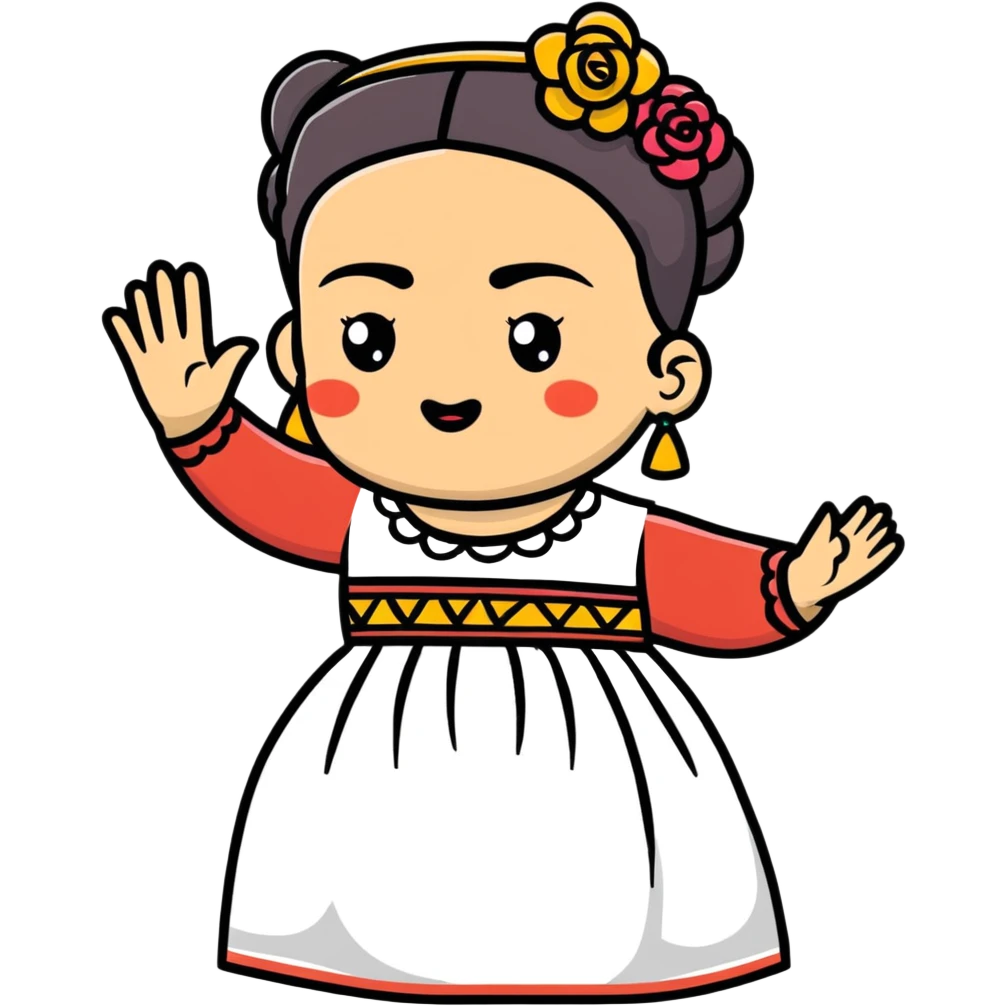 Frida Kahlo waving emoji