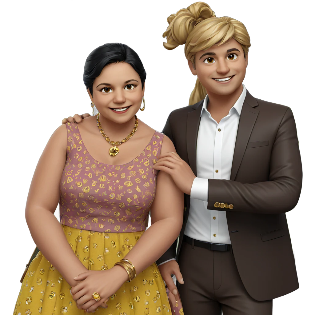 smiling couple in stylish attire emoji