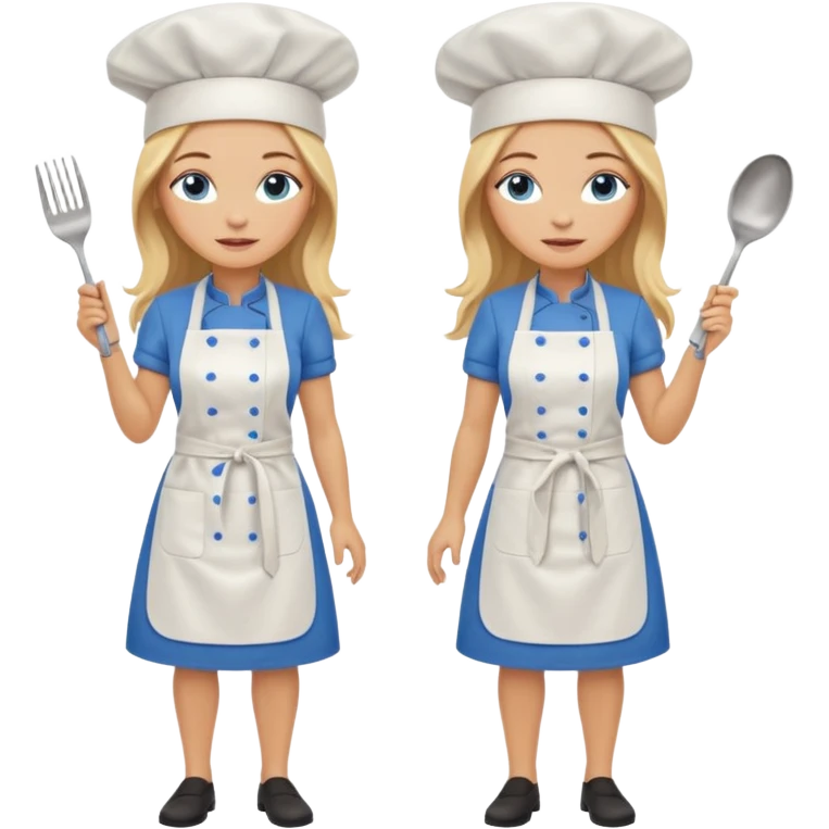 Full body 
Sexy Long Blonde hair blue eyed female chef emoji