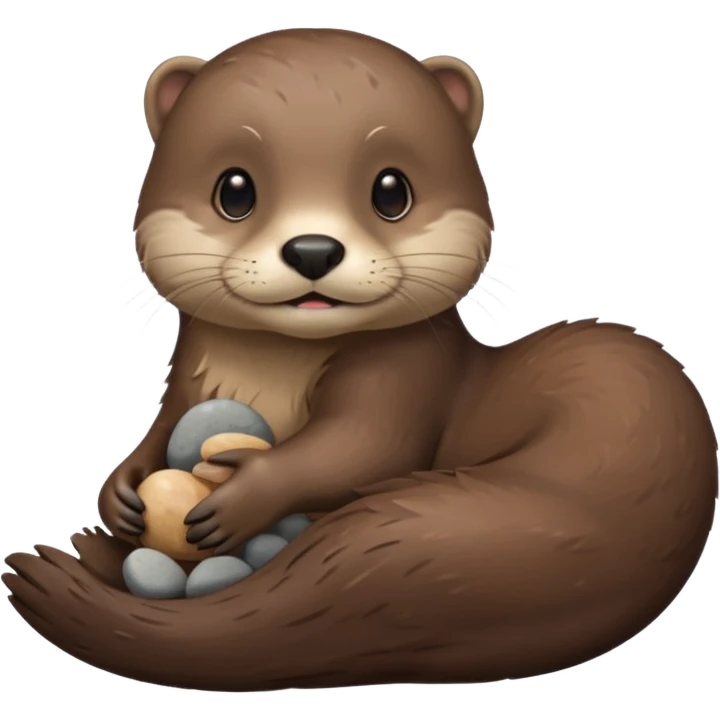 Otter holding Pebbles emoji