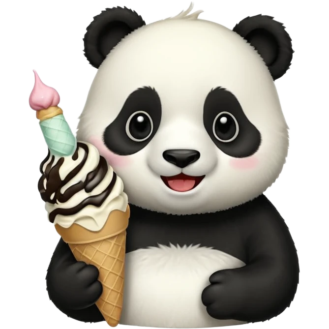 Panda eating ice cream emoji