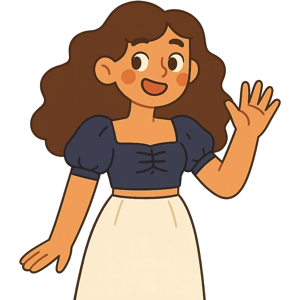 tan girl with wavy hair, white long skirt, navy blue ruched square neck crop top emoji